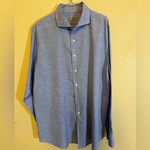 Canali Linen Blend Long Sleeve Button Down Italian Shirt, Size XXL